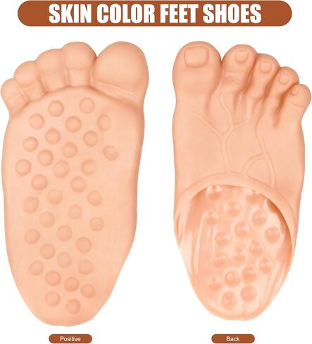 Funny Feet Slippers - Gag Gifts, Funny White Elephant Gifts Costumes Barefoot Slippers Novelty Plastic Costume Feet Toe Shoe Big Foot Realistic Costume Accessories in Saudi Arabia