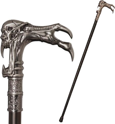 36" Metal Fantasy Skull Claw Walking Cane - Ornate Dragon-Inspired Head Stick for Cosplay, Collection & Decor in Saudi Arabia