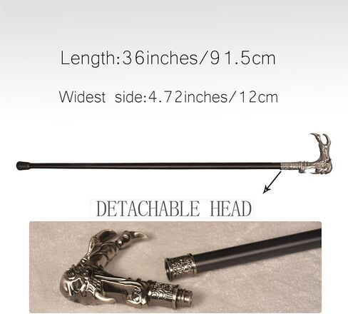 36" Metal Fantasy Skull Claw Walking Cane - Ornate Dragon-Inspired Head Stick for Cosplay, Collection & Decor in Saudi Arabia