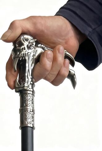 36" Metal Fantasy Skull Claw Walking Cane - Ornate Dragon-Inspired Head Stick for Cosplay, Collection & Decor in Saudi Arabia