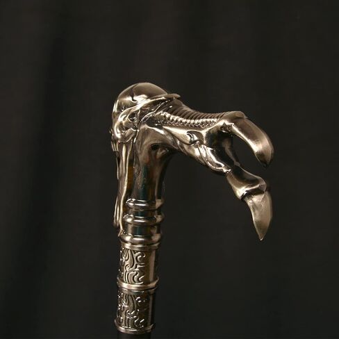 36" Metal Fantasy Skull Claw Walking Cane - Ornate Dragon-Inspired Head Stick for Cosplay, Collection & Decor in Saudi Arabia
