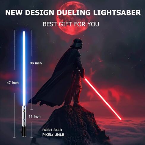 CVCBSER ترقية APP التحكم ANK Dueling Lightsaber، 34 مجموعة تأثيرات صوتية 12 تأثيرات ضوئية وتغيير ألوان لا حصر لها، التحكم في الحركة سيوف معدنية ممتازة للبالغين (Pixel-ANK) in Kuwait