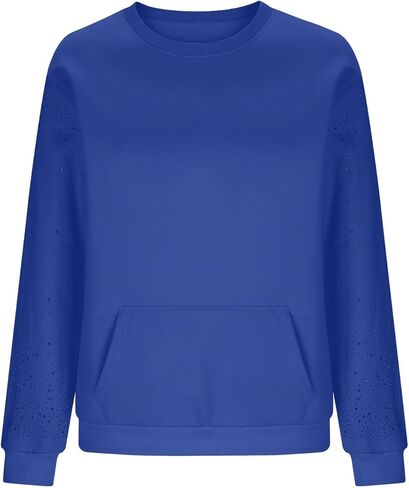 Womens Cute Rhinestone Pullover Sweatshirt Oversized Long Sleeve Tops Christmas Costume With Pocket Winter Clothes in Saudi Arabia