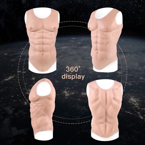 Heavy Feel Realistic Silicone Muscle Suit Men Chest Fake Abs Women Muscle Cosplay Drag Halloween Bodysuit Vest in Saudi Arabia