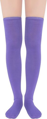 Zando Womens Stripes Thigh High Socks Thigh Highs Casual Knee High Stockings in Kuwait