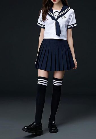Zando Womens Stripes Thigh High Socks Thigh Highs Casual Knee High Stockings in Kuwait