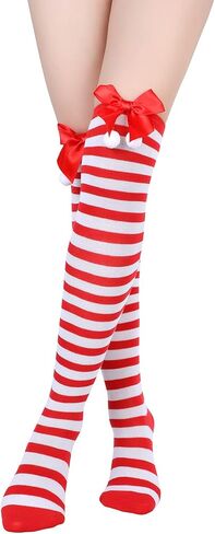 Zando Womens Stripes Thigh High Socks Thigh Highs Casual Knee High Stockings in Kuwait