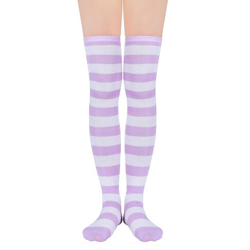 Zando Womens Stripes Thigh High Socks Thigh Highs Casual Knee High Stockings in Kuwait