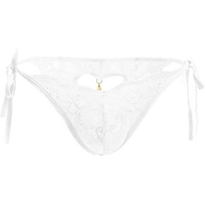 Mens Heart Cut-Out Sissy Panties, Floral Lace Pendant Pearl, Sexy Femboy Lingerie, Low Rise One Size for 26-36 in Saudi Arabia
