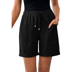 SHEWIN Womens Shorts Lightweight Bermuda Shorts for Women Casual 5 Inch Inseam Summer Linen Shorts with Pockets in Kuwait