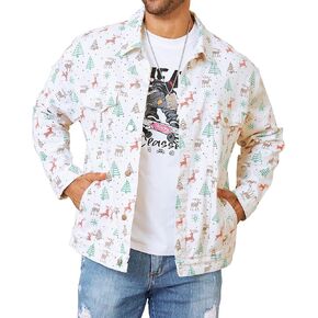 Bindefon عيد الميلاد جان سترة الرجال سائقي الشاحنات معاطف غير المبطنة عيد الميلاد المطبوعة قمم تخزين المواد للرجل in Kuwait