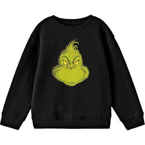 تي شيرت Bioworld The Grinch Smiling Grinch's Face Boy باللون الأسود ورقبة دائرية وأكمام طويلة in Kuwait