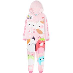 Squishmallows One-Piece Pajamas for Girls, Teens, 5–14 Years, Hooded Fleece Jumpsuit, Loungewear PJs, for Girls in Kuwait