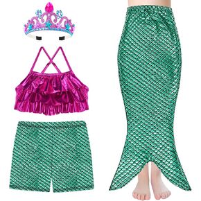 TFJH E 3 Pieces Girls Bathing Suits Kids Princess Ruffle Tankini Boarshorts Swimsuits Skirt Sets 3-10Y in Saudi Arabia