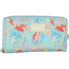 Bioworld The Little Mermaid Wallet Allover Under The Sea Design Full Zip Around Faux Leather Clutch in Saudi Arabia