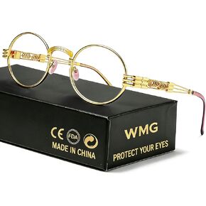 نظارات WMG دائرية Steampunk للرجال والنساء ذات دائرة قوطية كلاسيكية ذات عدسات شفافة بإطار معدني in Saudi Arabia