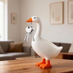 حامل مفتاح أوزة ديكور غرفة Kawaii ديكور مكتب مضحك، تمثال أوزة مكتب أشياء لطيفة ديكور داخلي للمنزل والمكتب والمنزل، هدايا عيد الميلاد المضحكة لتدفئة المنزل ومواد تخزين in Kuwait