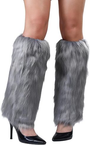 WMG Furry Faux Fur Leg Warmers For Women Fur Long Boot Covers Fluffy and Stretchy Leg Warmers For Christmas Cosplay in Saudi Arabia