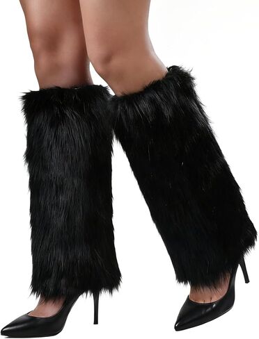 WMG Furry Faux Fur Leg Warmers For Women Fur Long Boot Covers Fluffy and Stretchy Leg Warmers For Christmas Cosplay in Saudi Arabia