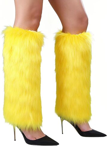 WMG Furry Faux Fur Leg Warmers For Women Fur Long Boot Covers Fluffy and Stretchy Leg Warmers For Christmas Cosplay in Saudi Arabia