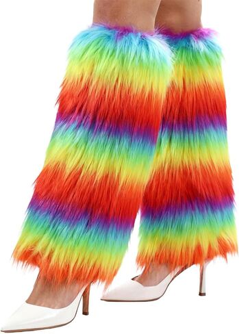 WMG Furry Faux Fur Leg Warmers For Women Fur Long Boot Covers Fluffy and Stretchy Leg Warmers For Christmas Cosplay in Saudi Arabia