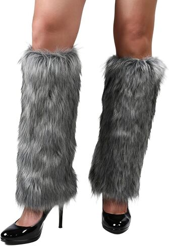 WMG Furry Faux Fur Leg Warmers For Women Fur Long Boot Covers Fluffy and Stretchy Leg Warmers For Christmas Cosplay in Saudi Arabia