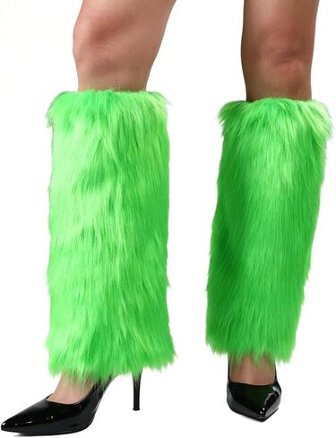 WMG Furry Faux Fur Leg Warmers For Women Fur Long Boot Covers Fluffy and Stretchy Leg Warmers For Christmas Cosplay in Saudi Arabia