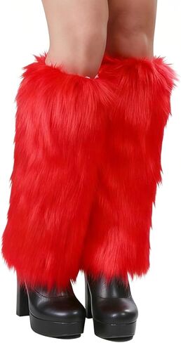 WMG Furry Faux Fur Leg Warmers For Women Fur Long Boot Covers Fluffy and Stretchy Leg Warmers For Christmas Cosplay in Saudi Arabia