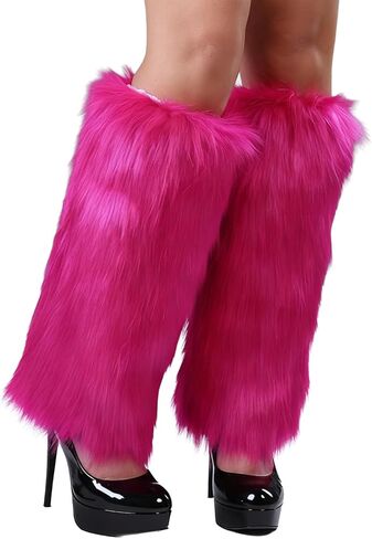 WMG Furry Faux Fur Leg Warmers For Women Fur Long Boot Covers Fluffy and Stretchy Leg Warmers For Christmas Cosplay in Saudi Arabia