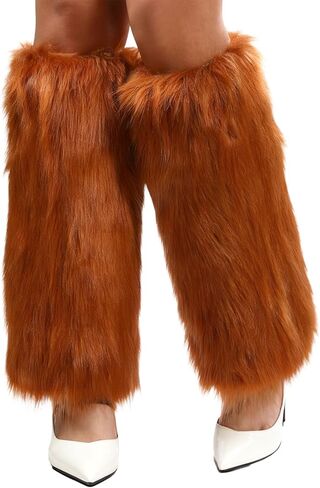 WMG Furry Faux Fur Leg Warmers For Women Fur Long Boot Covers Fluffy and Stretchy Leg Warmers For Christmas Cosplay in Saudi Arabia