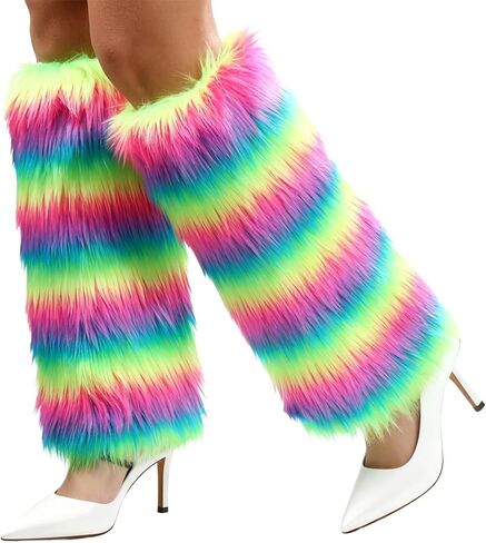WMG Furry Faux Fur Leg Warmers For Women Fur Long Boot Covers Fluffy and Stretchy Leg Warmers For Christmas Cosplay in Saudi Arabia