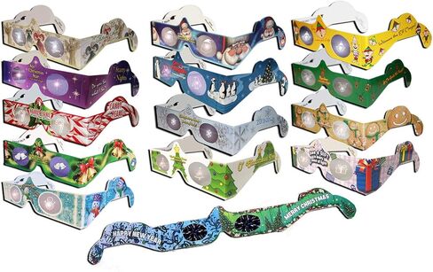 HolidayEyes(R) 25 Pair - 3D Christmas Glasses - 15 styles - See Santa, Snowman, Reindeer, Candy Canes, Elves, etc., and 2 Christmas/New Years Fireworks Glasses in Saudi Arabia