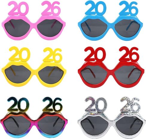 6PCS 2026 Happy New Year's Eve Glasses Plastic Eyeglasses Party Photo Props Supplies in Saudi Arabia