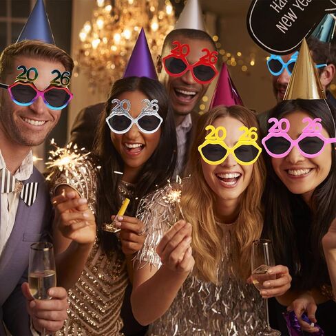 6PCS 2026 Happy New Year's Eve Glasses Plastic Eyeglasses Party Photo Props Supplies in Saudi Arabia