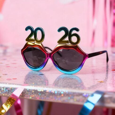 6PCS 2026 Happy New Year's Eve Glasses Plastic Eyeglasses Party Photo Props Supplies in Saudi Arabia
