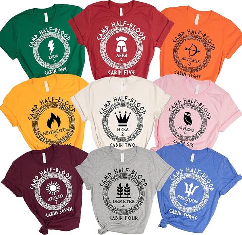 Customized Camp Half Blood Matching Shirts Heroes Of Olympus Tshirt, Camp Half Blood Cabins Group Tees, Camp Jupiter Costume, Greek Mythology Shirts, Personalized Camp Half Blood Shirt With 13 Cabins, in Saudi Arabia