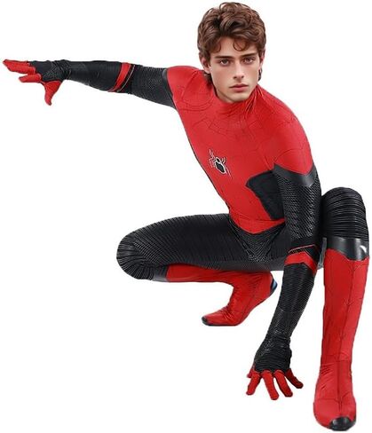 Halloween Mens Red Bodysuit Jumpsuit Superhero Costume Cosplay Zentai Onesie Outfit Mask for Adult in Saudi Arabia