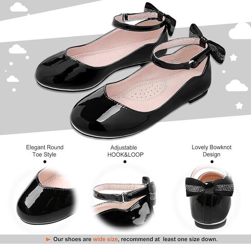 Bigwow Girls Mary Jane Dress Shoes أحذية الأميرة المسطحة مع القوس لحفلات الزفاف زهرة فتاة العودة إلى المدرسة للأطفال الصغار الكبار in Kuwait