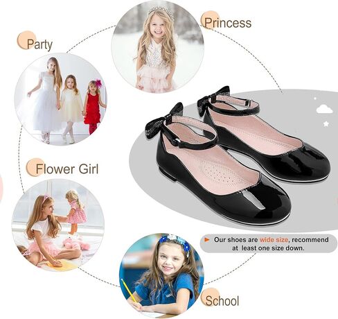Bigwow Girls Mary Jane Dress Shoes أحذية الأميرة المسطحة مع القوس لحفلات الزفاف زهرة فتاة العودة إلى المدرسة للأطفال الصغار الكبار in Kuwait