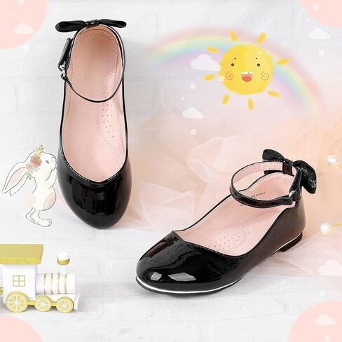 Bigwow Girls Mary Jane Dress Shoes أحذية الأميرة المسطحة مع القوس لحفلات الزفاف زهرة فتاة العودة إلى المدرسة للأطفال الصغار الكبار in Kuwait