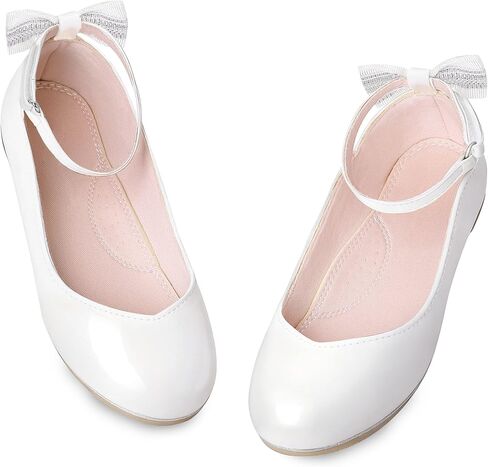 Bigwow Girls Mary Jane Dress Shoes أحذية الأميرة المسطحة مع القوس لحفلات الزفاف زهرة فتاة العودة إلى المدرسة للأطفال الصغار الكبار in Kuwait