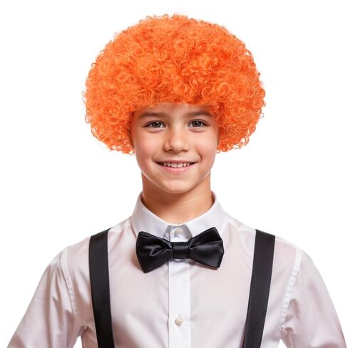 Dark Orange Afro Wig Boys Short Disco Blue Very Curly Cosplay Wig Kids 80s Cosplay Wigs in Saudi Arabia
