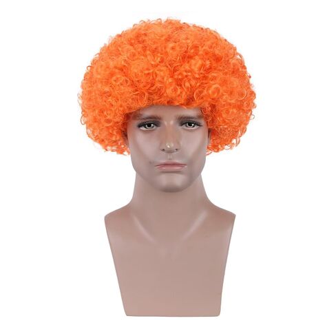 Dark Orange Afro Wig Boys Short Disco Blue Very Curly Cosplay Wig Kids 80s Cosplay Wigs in Saudi Arabia