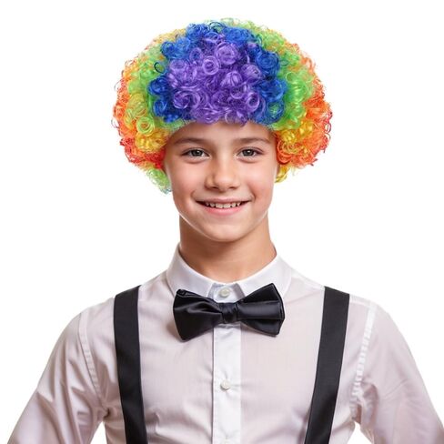 Dark Orange Afro Wig Boys Short Disco Blue Very Curly Cosplay Wig Kids 80s Cosplay Wigs in Saudi Arabia
