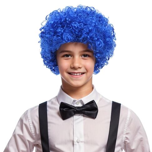 Dark Orange Afro Wig Boys Short Disco Blue Very Curly Cosplay Wig Kids 80s Cosplay Wigs in Saudi Arabia