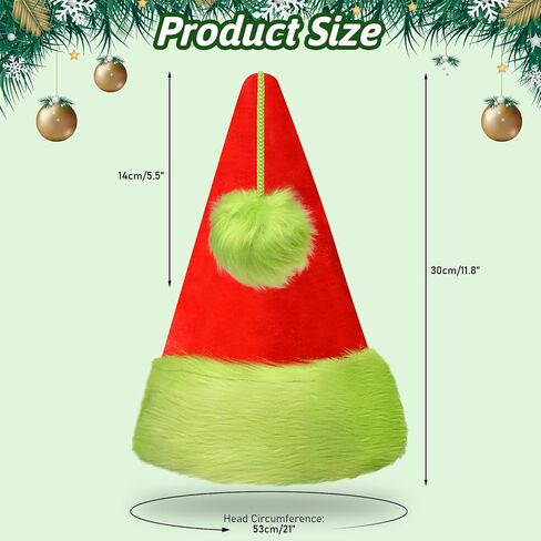 Christmas Santa Hat with Classic Green Fur for Adult Cosplay Furry Monster in Saudi Arabia