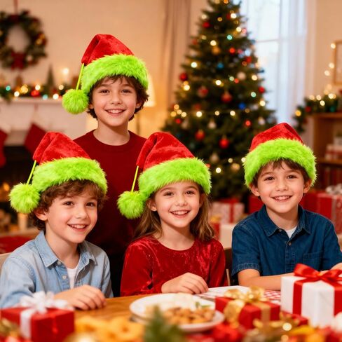 Christmas Santa Hat with Classic Green Fur for Adult Cosplay Furry Monster in Saudi Arabia