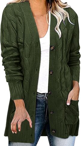Long Cardigan Sweaters for Women with Pockets Long Sleeve Button Down Cardigans Knitted Warm Outerwear Winter Coat in Saudi Arabia