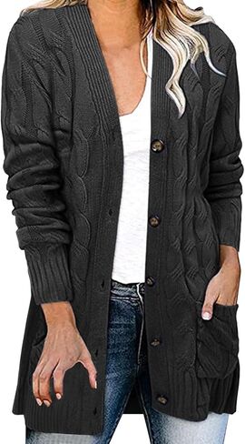 Long Cardigan Sweaters for Women with Pockets Long Sleeve Button Down Cardigans Knitted Warm Outerwear Winter Coat in Saudi Arabia