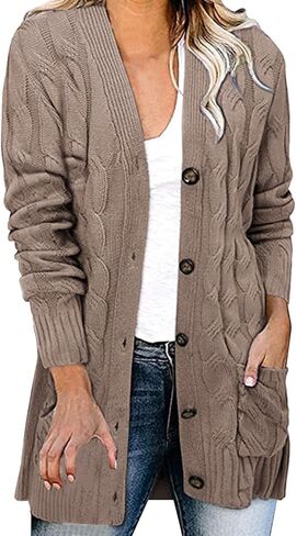 Long Cardigan Sweaters for Women with Pockets Long Sleeve Button Down Cardigans Knitted Warm Outerwear Winter Coat in Saudi Arabia